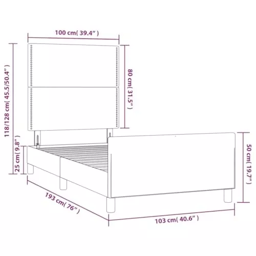 Cama Individual Twin Base Plataforma Elegante Dormitorio Confortable Calidad