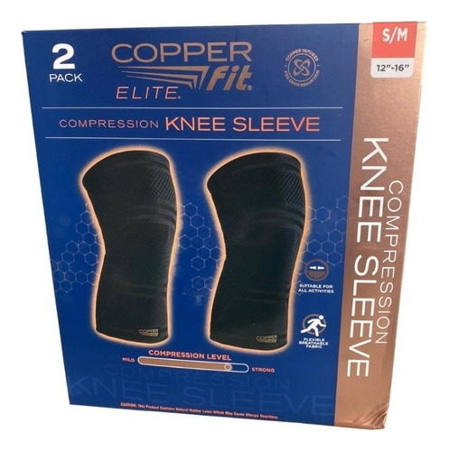 Conjunto De 2 Joelheiras Copper Fit Elite Pequeno Médio Cor Preto