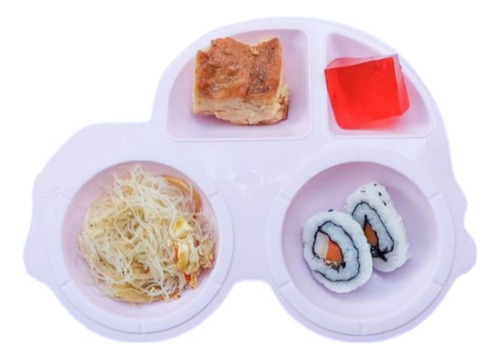 Set De Plato Cubiertos Autito Infantil Plástico 