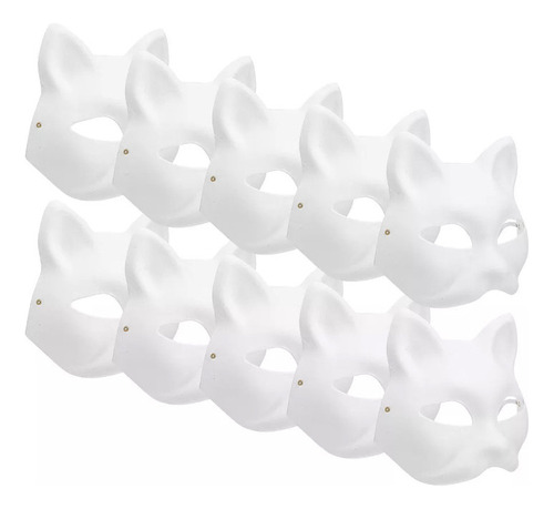 10 Unidades Máscara De Gato De Plástico Disfraz De Cosplay