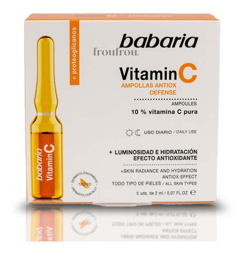 Ampolleta Vitamina C Antiox 5 Uds. Babaria Luminosidad