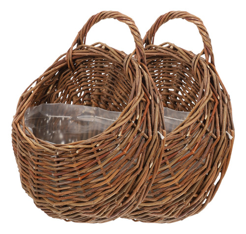 Cesta De Flores De Ratán Para Colgar En La Pared Con Decorac