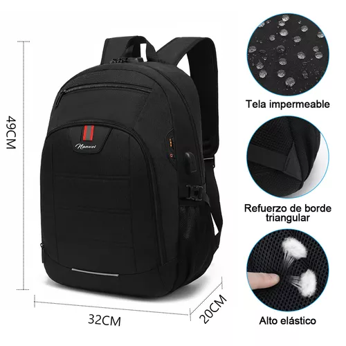  Mochila para hombre, mochila de viaje extra grande de 50 litros  con puerto de carga USB, mochila para laptop de 17 pulgadas, resistente al  agua, gran capacidad, bolsa de computadora resistente