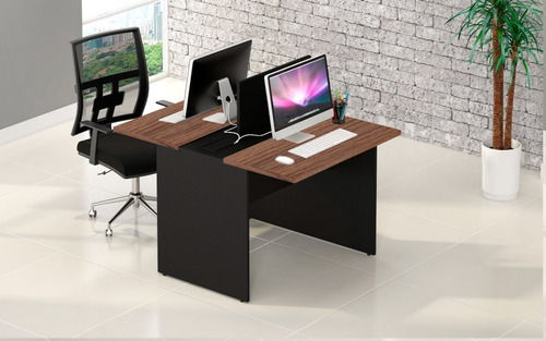 Imagem 3 de 6 de Mesa Plataforma Estação Trabalho Para Escritório 2 Lugares