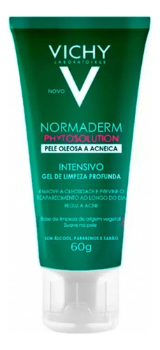 Gel de limpeza profunda Vichy Normaderm PhytoSolution dia/noite  para pele acneica/oleosa de 60g