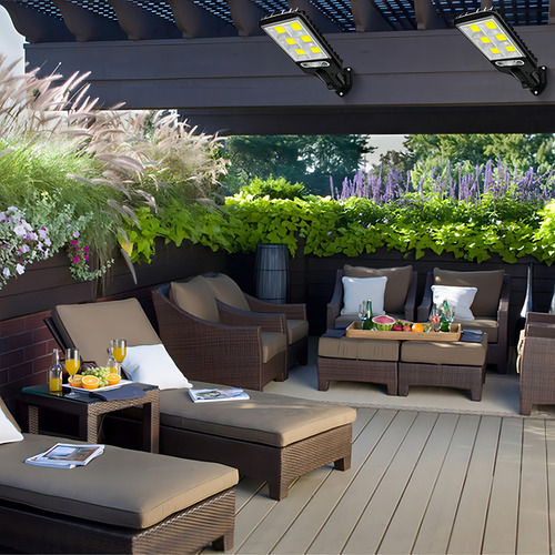 Lampara Panel Solar Exteriores Led Y Sensor Fachadas Pared Color Negro