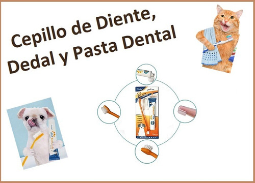 Cepillo De Diente Doble, Dedal Y Pasta Dental. Perros Y Gato