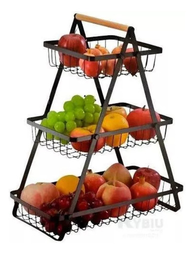 Frutero Cesta De Cocina 3 Niveles. Organizador Frutas Y Pan