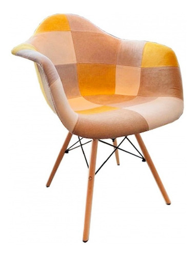 Sillón De Comedor Diseño Tapizado Tela Madera - Eames Patch