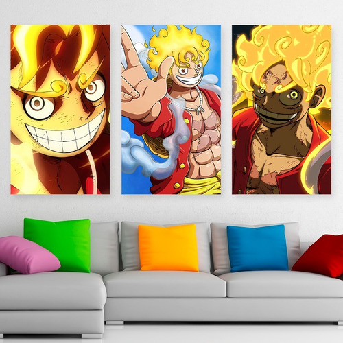 Cuadros Luffy Gear 5 Sun One Piece Art Promo X3 De 80x50cm