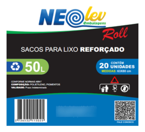 Saco De Lixo 50 Litros Reforçado 100 Unidades