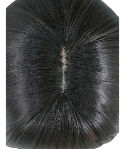 Peluca Negro Liso Larga Con Fleco Fibra Mate Tamaño De La Base 70 Cm