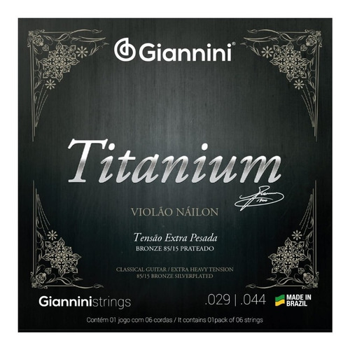 Corda Giannini Titanium Nylon Genwxta Extra Pesada Violão