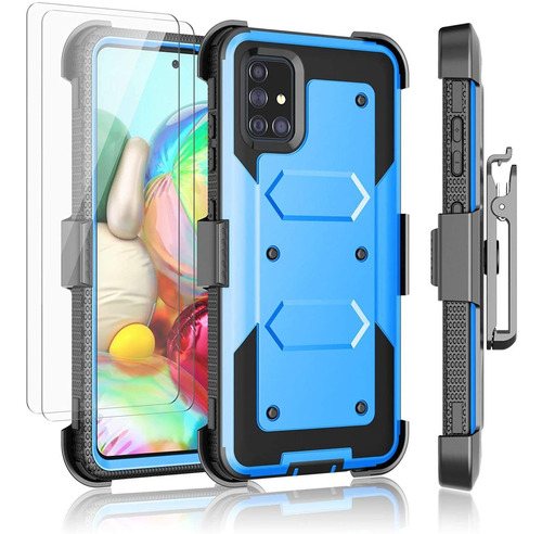 Funda Azul Para Galaxy A71 5g Con 2 Protectores De Pantalla