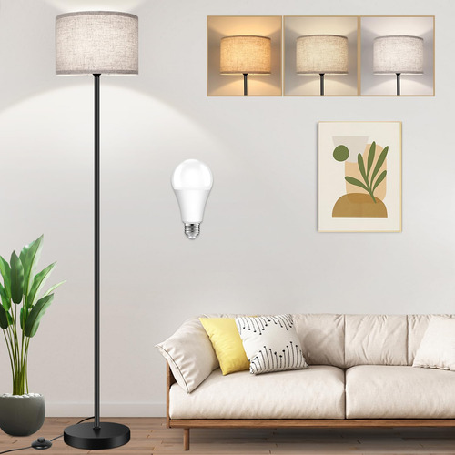 Lámpara De Pie Moderna 165 Cm Con Bombilla Led Y Pantalla Ta Color De La Pantalla Color De La Estructura