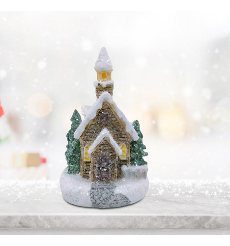 Casa De Nieve Iluminada Para Navidad, Multiusos, De Resina D