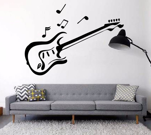 Vinilo Musica Guitarras Decoración De Pared Interiores Mural