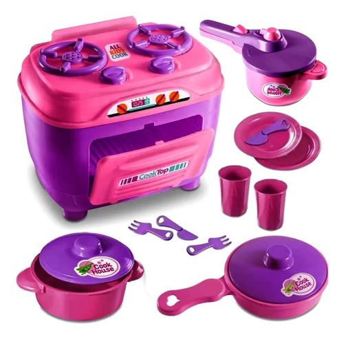 Fogãozinho De Brinquedo Cozinha Infantil Fogão Pressão Cor Rosa