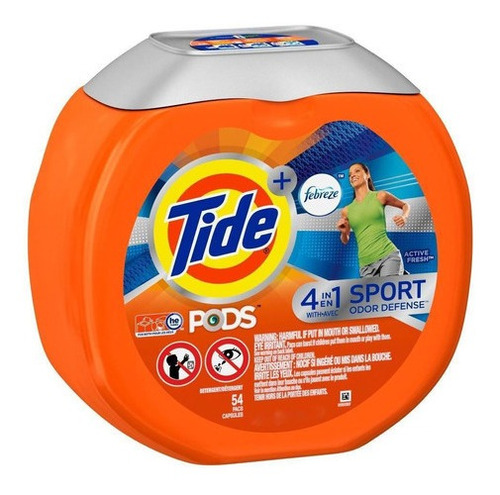 Imagen 1 de 1 de Detergente De Ropa Concentrado Sports Capsulas 54 Pods Tide