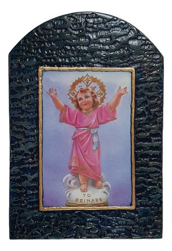 Cuadro Divino Niño Jesús - De Madera - Estucado 17 X 24 Cm