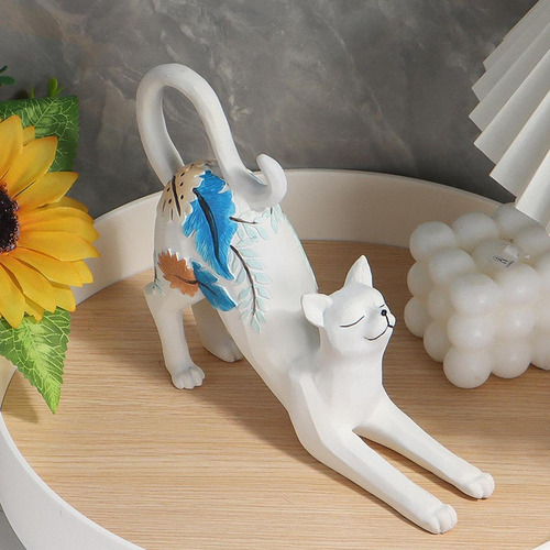 Estatua De Gato Que Se Estira, Decoración, Obra De Arte,