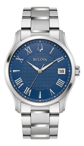 Reloj Bulova 96b386 Hombre Acero Calendario Color De La Malla Plateado Color Del Bisel Plateado Color Del Fondo Azul
