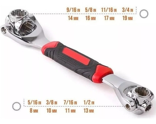 Imagen 3 de 5 de Llave Tubo 48 En 1 Giratoria A 360 Grados De 8 A 19 Mm