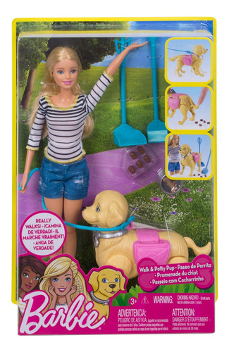 Muñeca Barbie Modelo Paseo De Perrito