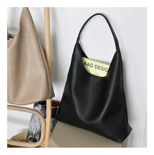 バッグ MINIMAL PU LEATHER HOBO BAG (BLACK) 3287 B Minimalist Style Black Faux Leather Hobo Handbag, Ideal | Frete