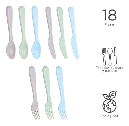Juego De Cubiertos Ecológicos Cuchara, Tenedor Y Cuchillo