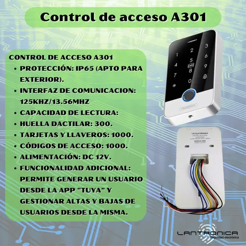 Kit Control De Acceso Biometrico A301 12v