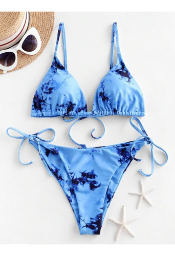 Conjunto Sexy De Bikini Halter Con Efecto Anudado