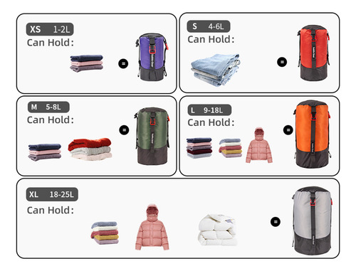 Bolsa De Compresión Ligera Impermeable De 18 A 25 L