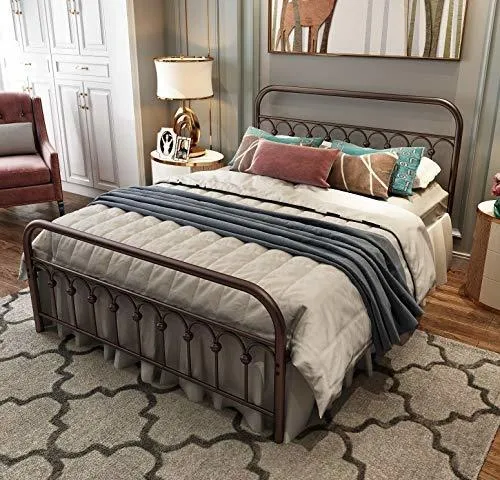 comprar Marco De Cama De Metal Tamaño Queen Con Cabecera Vintage Y B