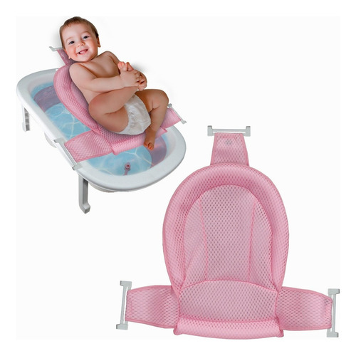 Soporte De Tina Baño Para Bebés Antideslizante Ajustable. Color Rosa