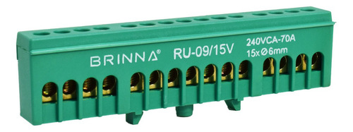Bornera Repartidor Unipolar Brinna 15 Polos Riel Din X3