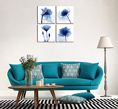 Pyradecor Azul Parpadeo Flor Abstracto Moderno Pinturas Lona