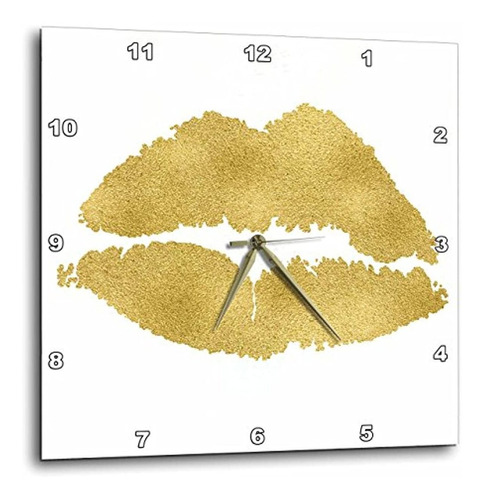 Reloj De Pared 3d Con Ilustracion De Labios De Oro Rosa, 13