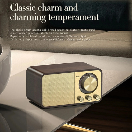 Para Rádio Fm De Madeira Vintage, Alto-falantes Bluetooth
