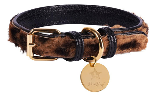 Poisepup Collar De Perro De Cuero Genuino Con Hebilla Para P