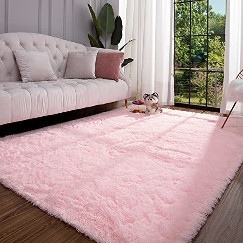 Keeko Premium Fluffy Pink Area Rug Cute Shag Carpet