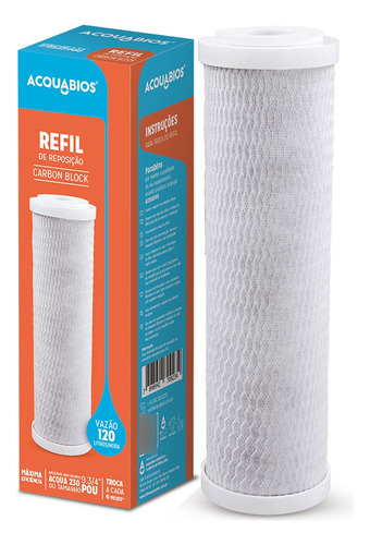 Kit 02 Refil Aqua 230 Carbon Block 9.3/4 Pou Acquabios