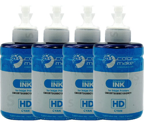 Kit 4 Tintas Inkpack Hd 135ml Para Sublimacion Colormake Msi