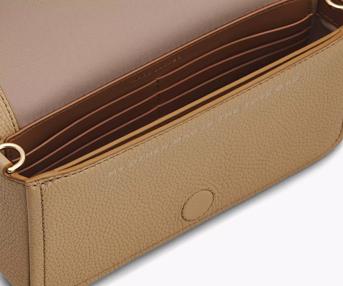 Bolsa Marc Jacobs The Leather Mini 2s4smn080s02 Acabado De Los Herrajes Oro Color Marrón Claro Correa De Hombro Marrón Claro Diseño De La Tela Lisa