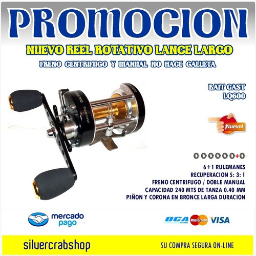 Imagen 2 de 5 de Reel Rotativo Centrifugo Lance Largo No Hace Galleta