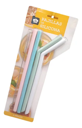 Pitillos Flexibles Ecologicos Reutilizables Silicona X4