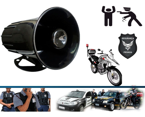 Imagem 2 de 2 de Sirene Guarda Vigia Moto Policia Eletrônica Alta 120db 12v