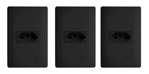 Kit 3 Tomadas 10a Fame 2p+t 4x2 Habitat Black Preta Ref.4052