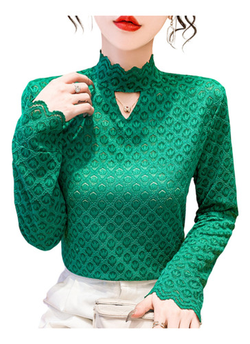 Blusa Top De Encaje Elastica Moda Elegante Camisa Mujer