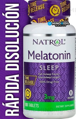 Melatonina Natrol 3 Mg 100 Tabs | Efecto Prolongado  Sabor Sin sabor